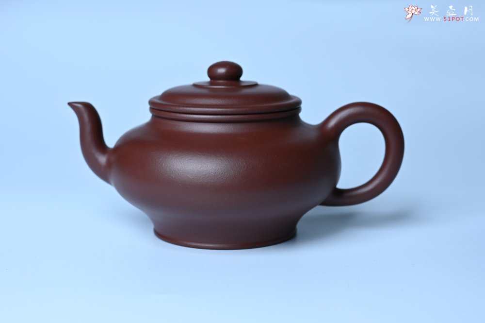 紫砂壶图片：油润黄龙山4号深井红皮龙 全手工摹顾景舟高虚扁 做工特好 - 美壶网