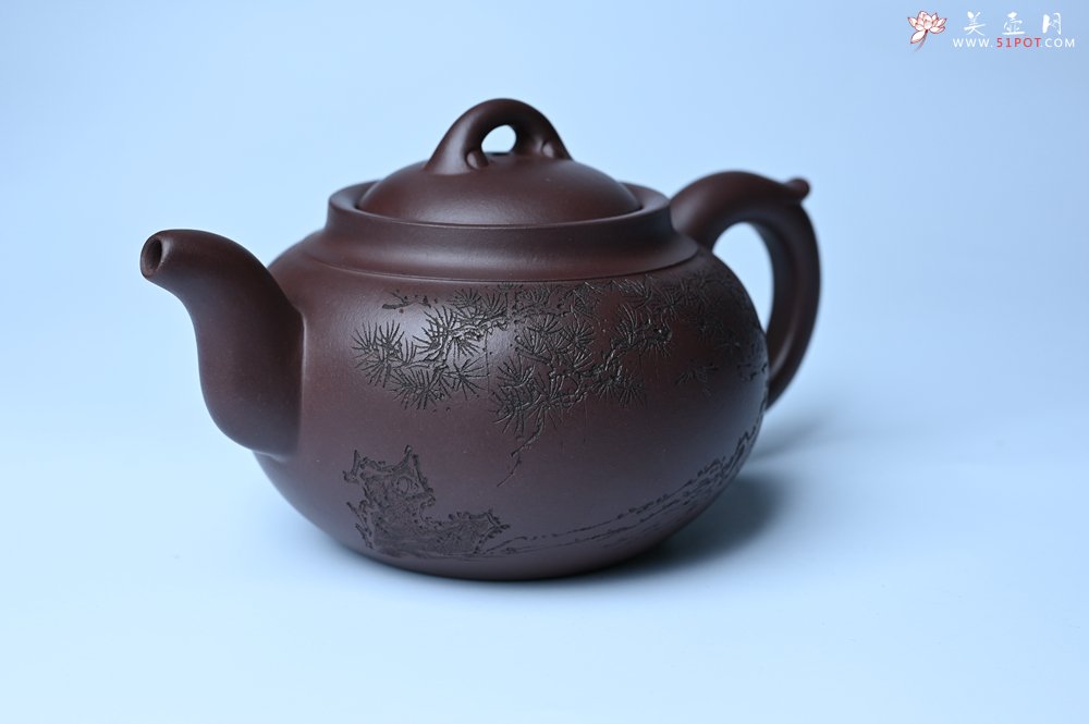 紫砂壶图片：特油润底曹青 全手工大蕴存心壶 卡盖难度相当大 明月松间照 清泉石上流 期待与亲结缘 - 美壶网