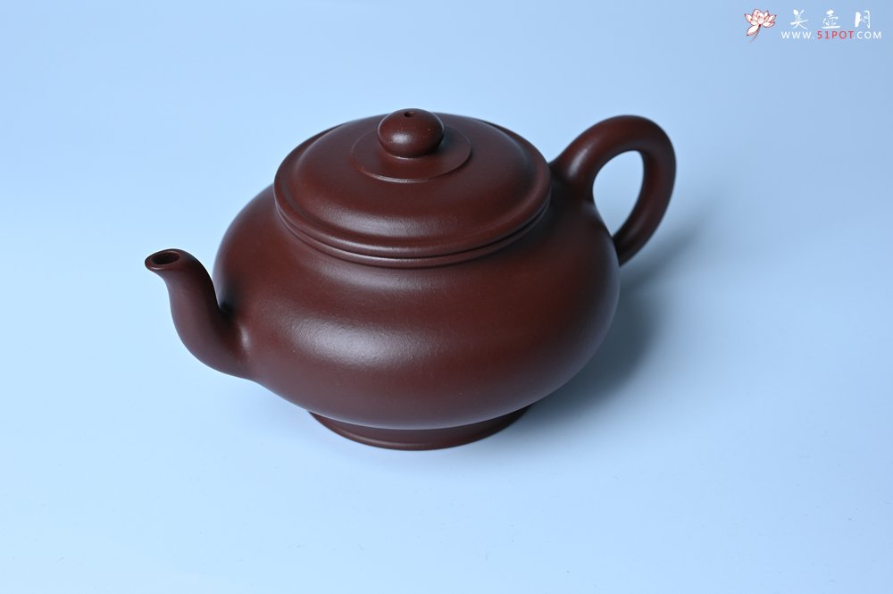紫砂壶图片：油润黄龙山4号深井红皮龙 全手工摹顾景舟高虚扁 做工特好 - 美壶网