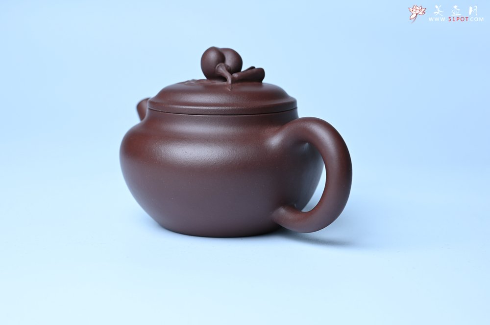 紫砂壶图片：特好老紫泥全手工寿桃壶 茶人醉爱 - 美壶网