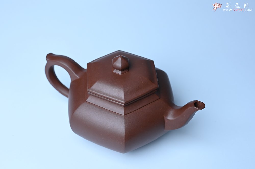 紫砂壶图片：实力派张海艳全手工六方笑樱壶 做工灰常精致 气韵流畅 - 美壶网