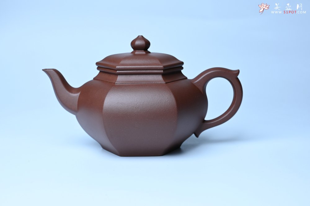 紫砂壶图片：实力派张海艳全手工六方笑樱壶 做工灰常精致 气韵流畅 - 美壶网