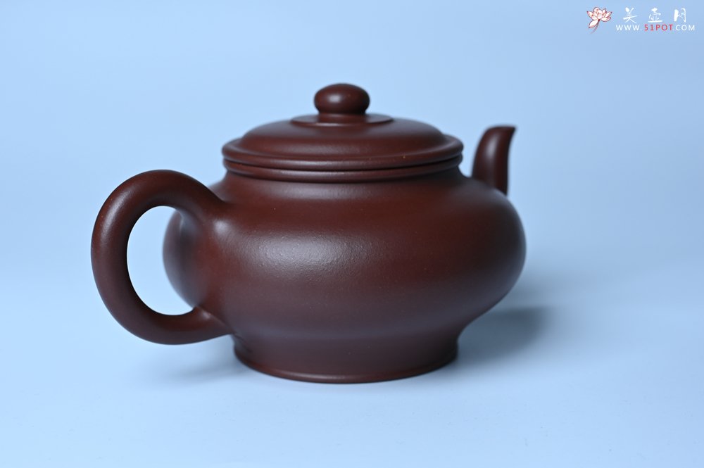 紫砂壶图片：油润黄龙山4号深井红皮龙 全手工摹顾景舟高虚扁 做工特好 - 美壶网