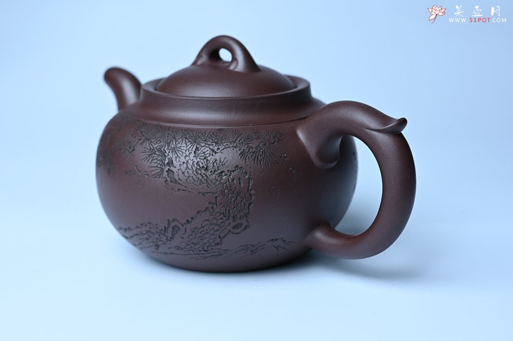 紫砂壶图片：特油润底曹青 全手工大蕴存心壶 卡盖难度相当大 明月松间照 清泉石上流 期待与亲结缘 - 美壶网