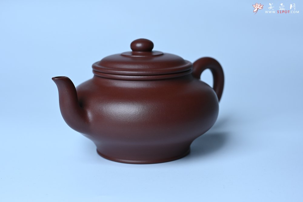 紫砂壶图片：油润黄龙山4号深井红皮龙 全手工摹顾景舟高虚扁 做工特好 - 美壶网