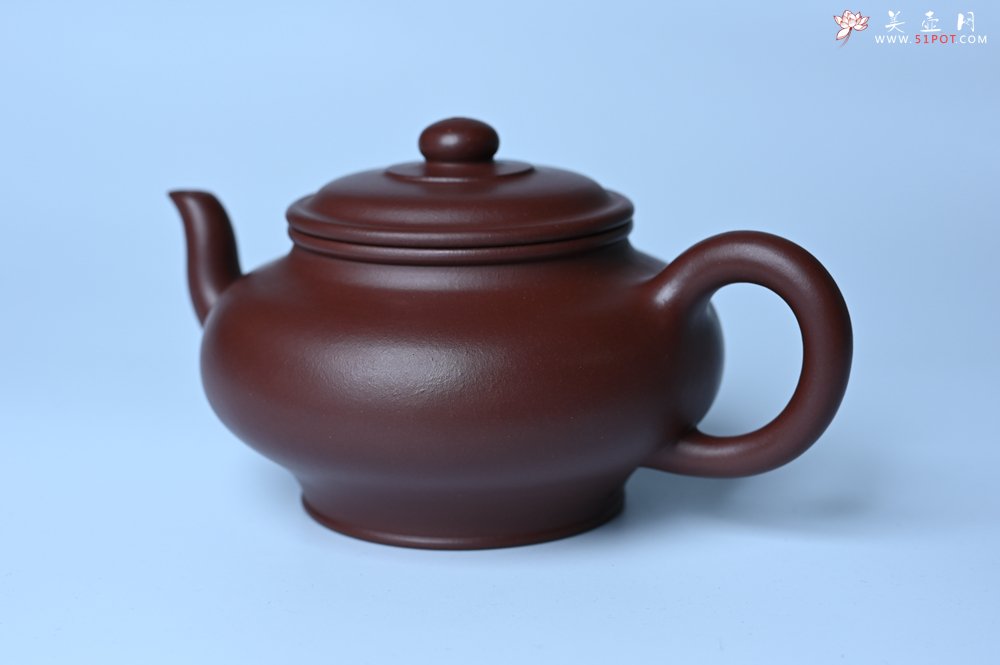 紫砂壶图片：油润黄龙山4号深井红皮龙 全手工摹顾景舟高虚扁 做工特好 - 美壶网