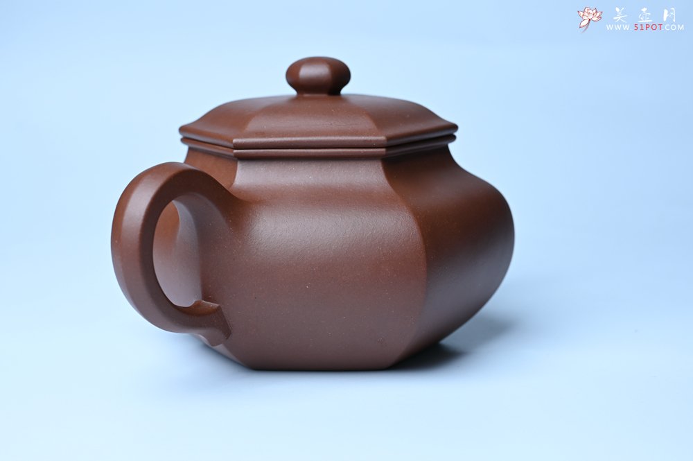 紫砂壶图片：实力派张海艳全手工精工六方仿古壶 气势磅礴 线面挺括平正 - 美壶网