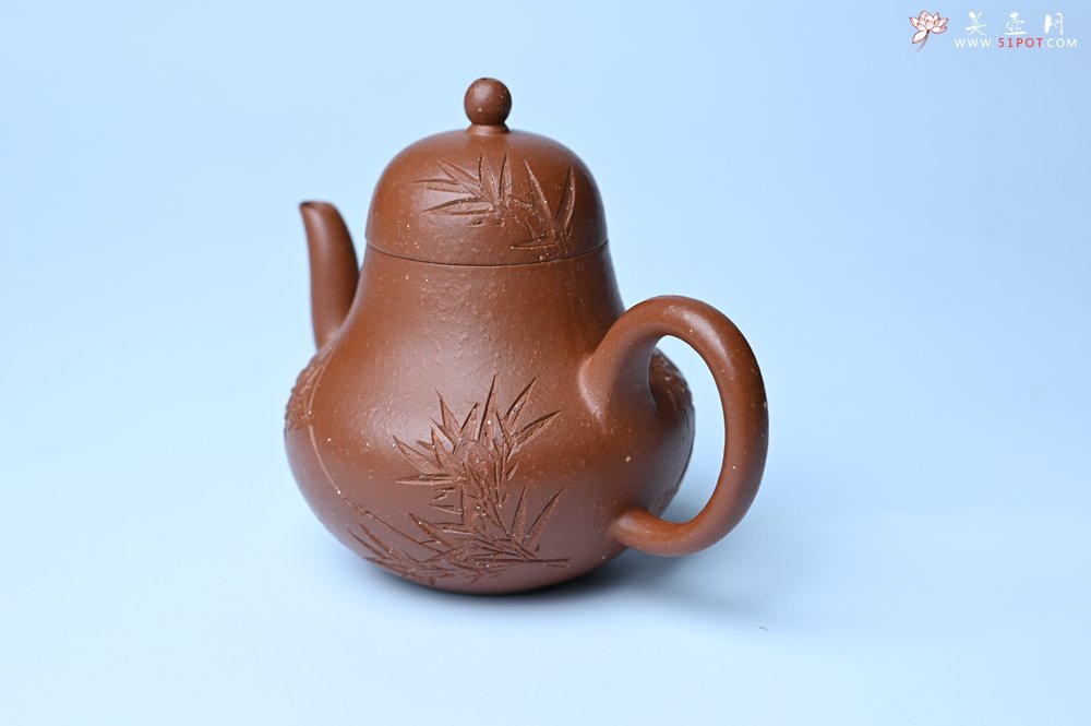 紫砂壶图片：美壶特惠 特好朱泥居不可无竹梨形壶 茶人醉爱 - 美壶网