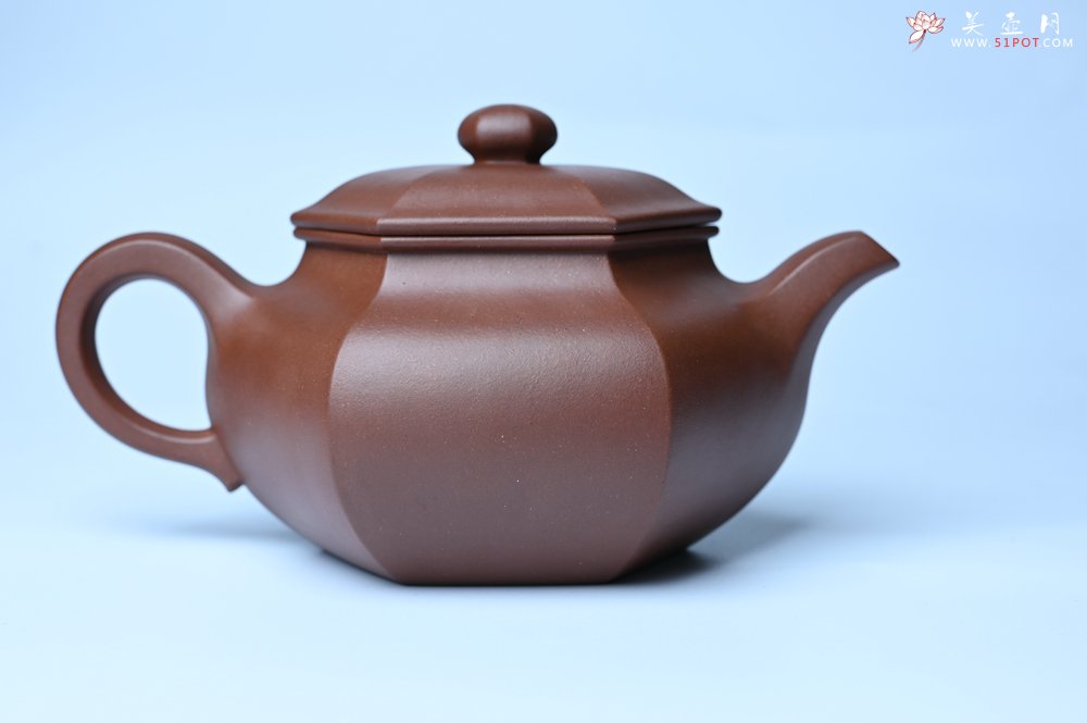 紫砂壶图片：实力派张海艳全手工精工六方仿古壶 气势磅礴 线面挺括平正 - 美壶网