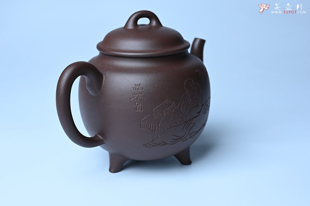 紫砂壶图片：美壶特惠 优质紫泥精致三足鼎壶 品茶论道 - 美壶网