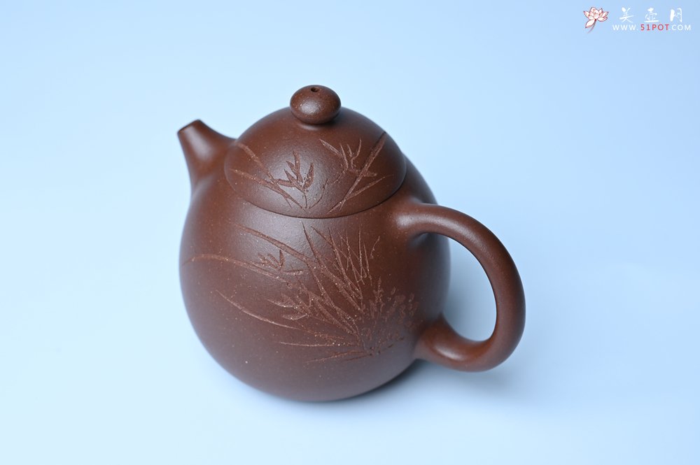 紫砂壶图片：美壶特惠 特好底槽青龙蛋壶 装饰兰草特文气 - 美壶网