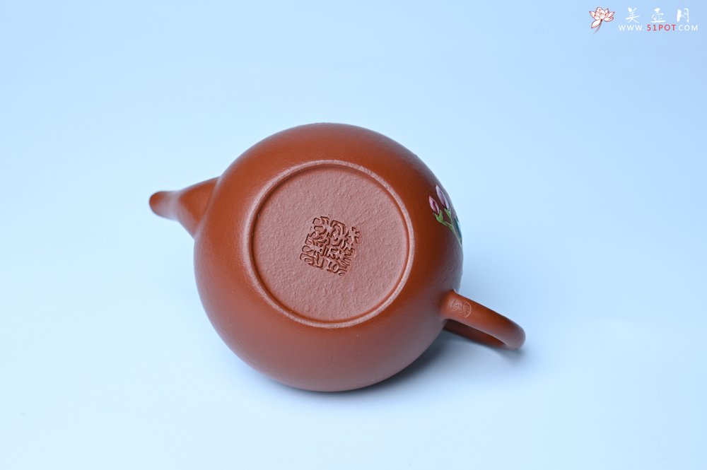 紫砂壶图片：美壶特惠 优质朱泥梨形壶 蝶恋花 茶人醉爱 - 美壶网