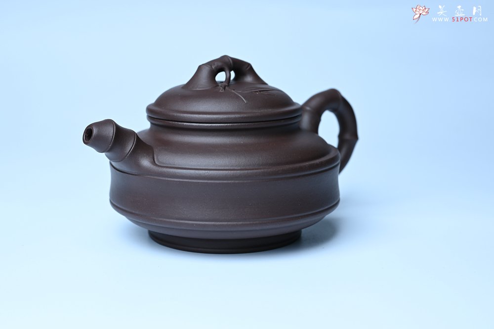 紫砂壶图片：美壶特惠 优质老紫泥双线竹鼓二式 养后特润 - 美壶网