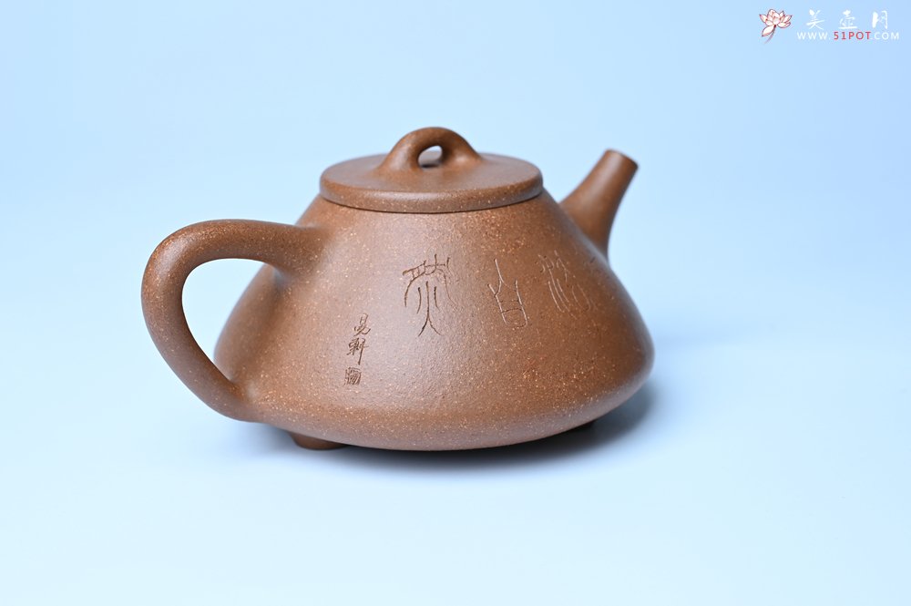 紫砂壶图片：油润五彩段泥 全手工薄胎子冶石瓢 难度大 骨肉匀挺 文气装饰罗汉图 - 美壶网