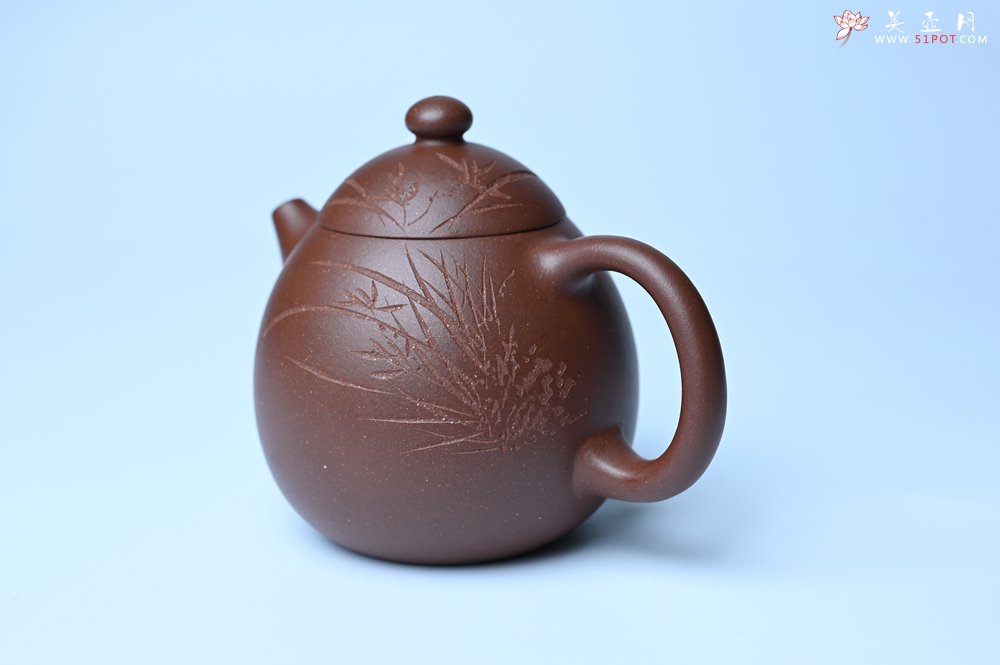 紫砂壶图片：美壶特惠 特好底槽青龙蛋壶 装饰兰草特文气 - 美壶网