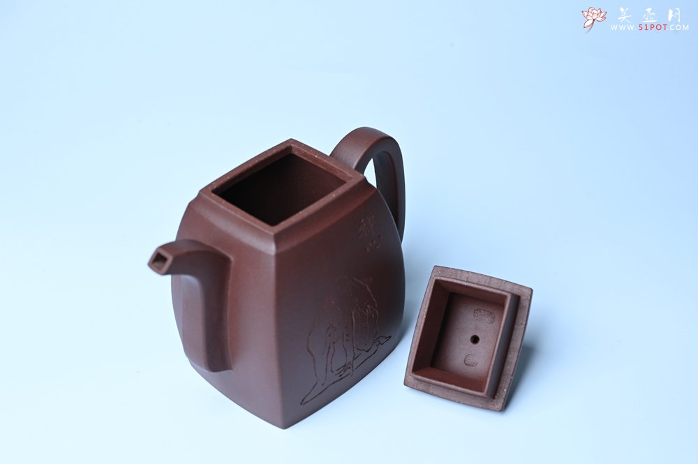 紫砂壶图片：全手工精致汉方壶 清池皓月照禅心 禅意浓浓 - 美壶网
