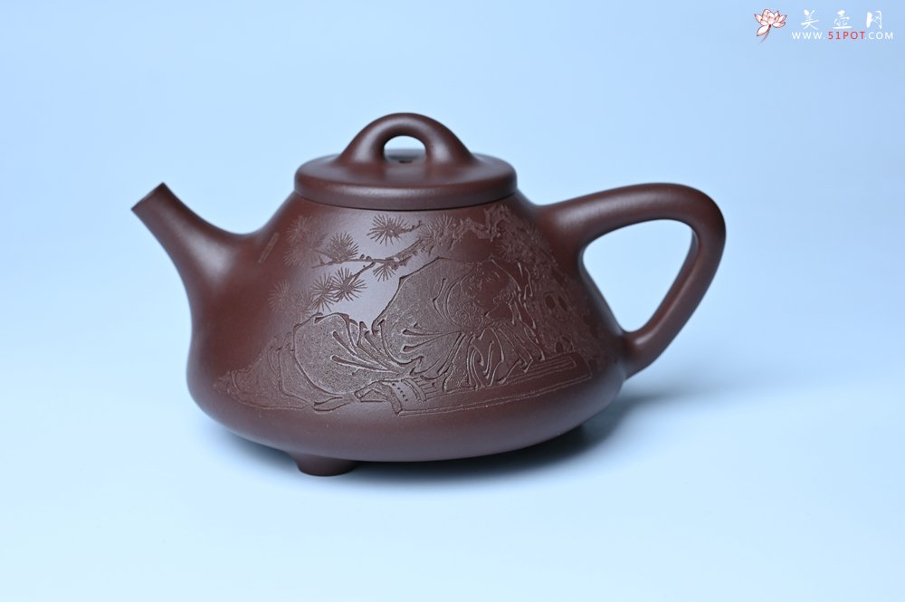 紫砂壶图片：潜力股周小培 特好全手工底槽清子冶石瓢 此是诗仙坡老作 与君同试雨前茶 - 美壶网