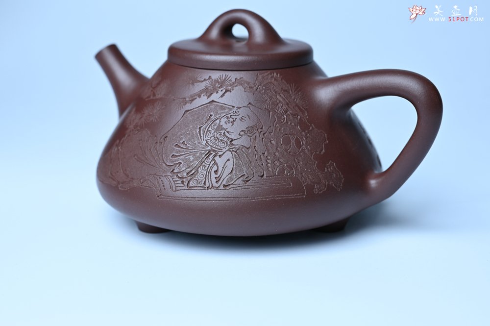 紫砂壶图片：潜力股周小培 特好全手工底槽清子冶石瓢 此是诗仙坡老作 与君同试雨前茶 - 美壶网