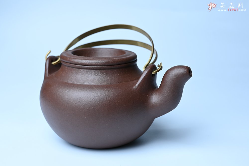 紫砂壶图片：美壶特惠 手工手制精致老紫泥提梁壶 茶人醉爱 - 美壶网
