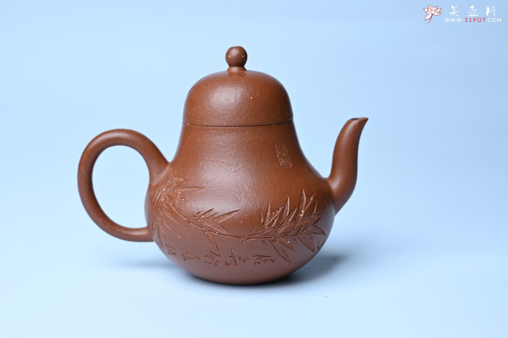 紫砂壶图片：美壶特惠 特好朱泥居不可无竹梨形壶 茶人醉爱 - 美壶网