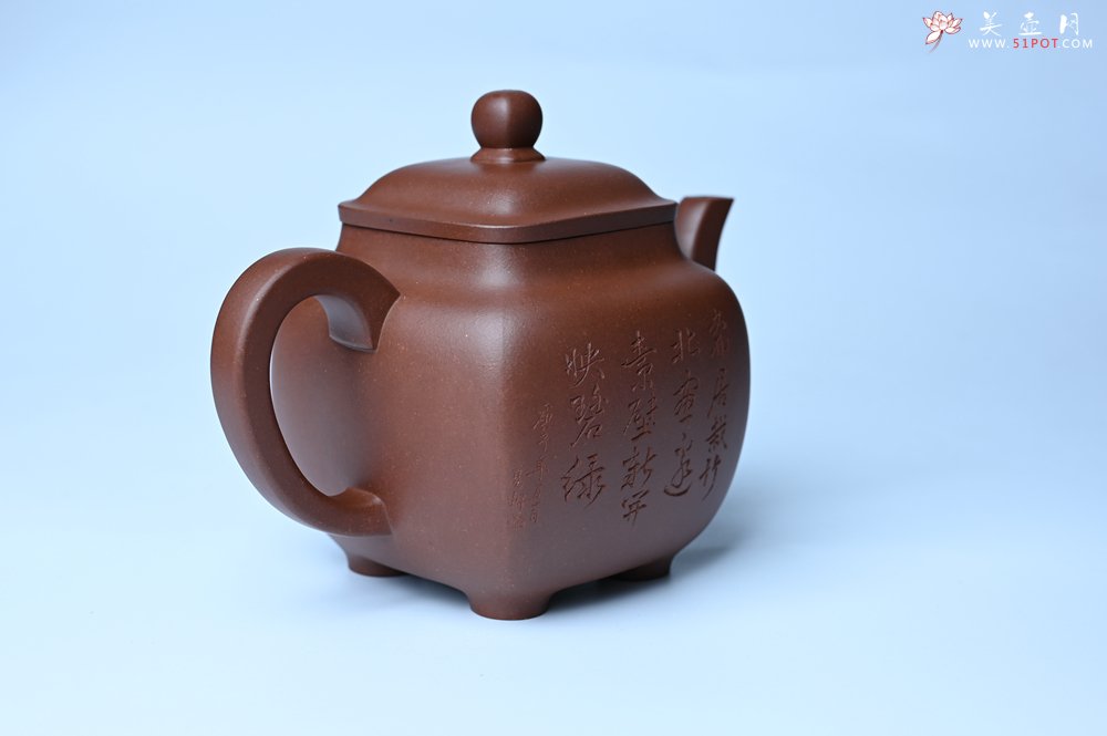 紫砂壶图片：实力派张海艳全手工油润底曹青重器鸣远四方 气势磅礴 用心之作 装饰人物特文气 - 美壶网