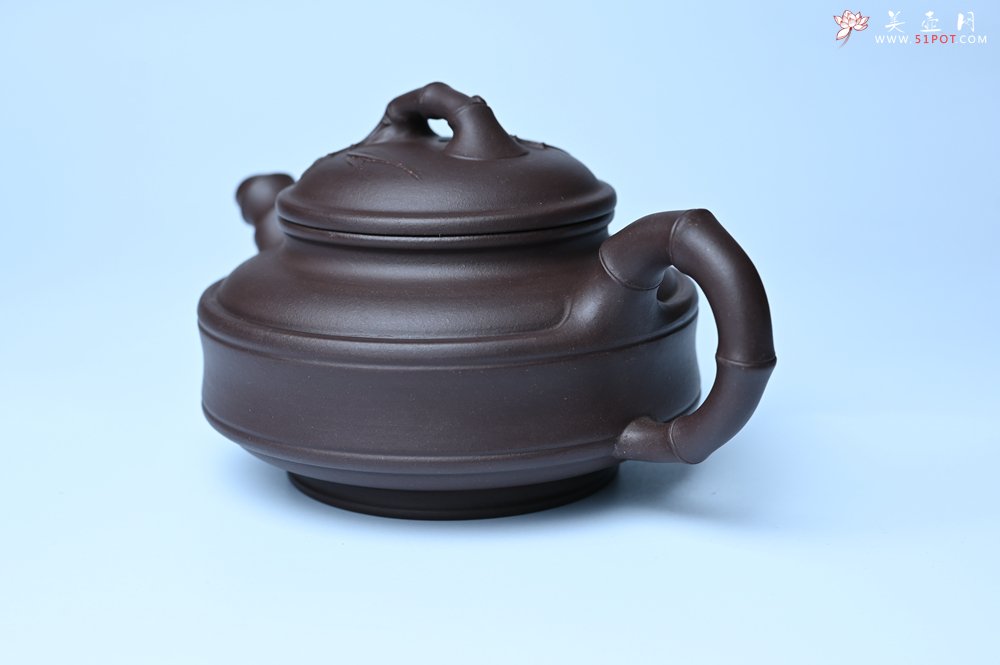 紫砂壶图片：美壶特惠 优质老紫泥双线竹鼓二式 养后特润 - 美壶网