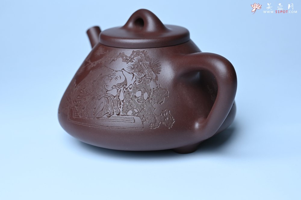 紫砂壶图片：潜力股周小培 特好全手工底槽清子冶石瓢 此是诗仙坡老作 与君同试雨前茶 - 美壶网