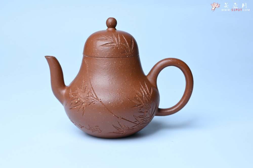 紫砂壶图片：美壶特惠 特好朱泥居不可无竹梨形壶 茶人醉爱 - 美壶网