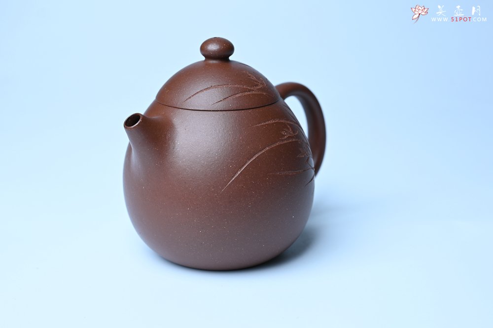 紫砂壶图片：美壶特惠 特好底槽青龙蛋壶 装饰兰草特文气 - 美壶网