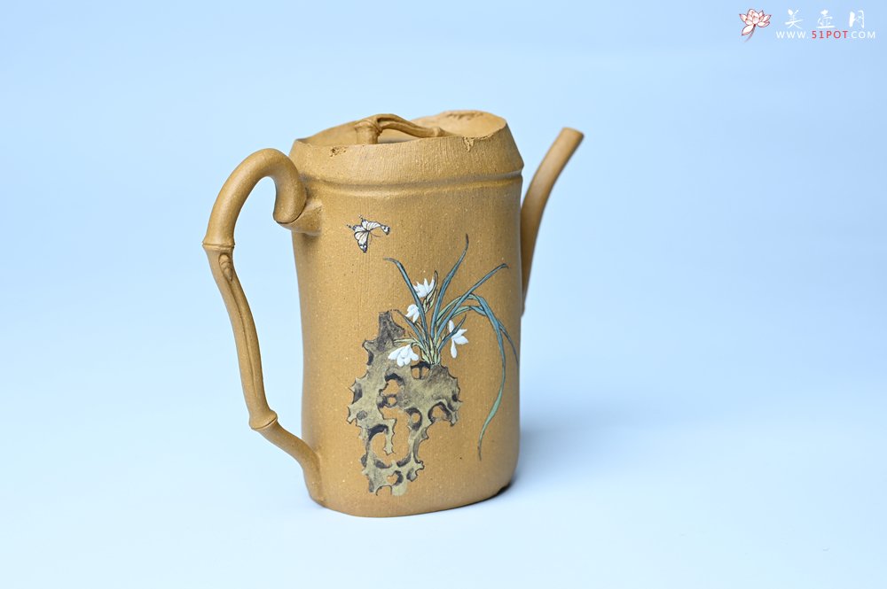 紫砂壶图片：美壶特惠 黄金段泥全手工君竹壶 茶人醉爱 - 美壶网