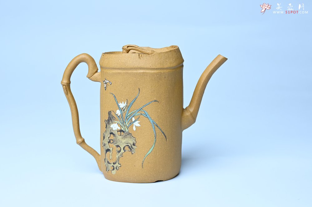 紫砂壶图片：美壶特惠 黄金段泥全手工君竹壶 茶人醉爱 - 美壶网