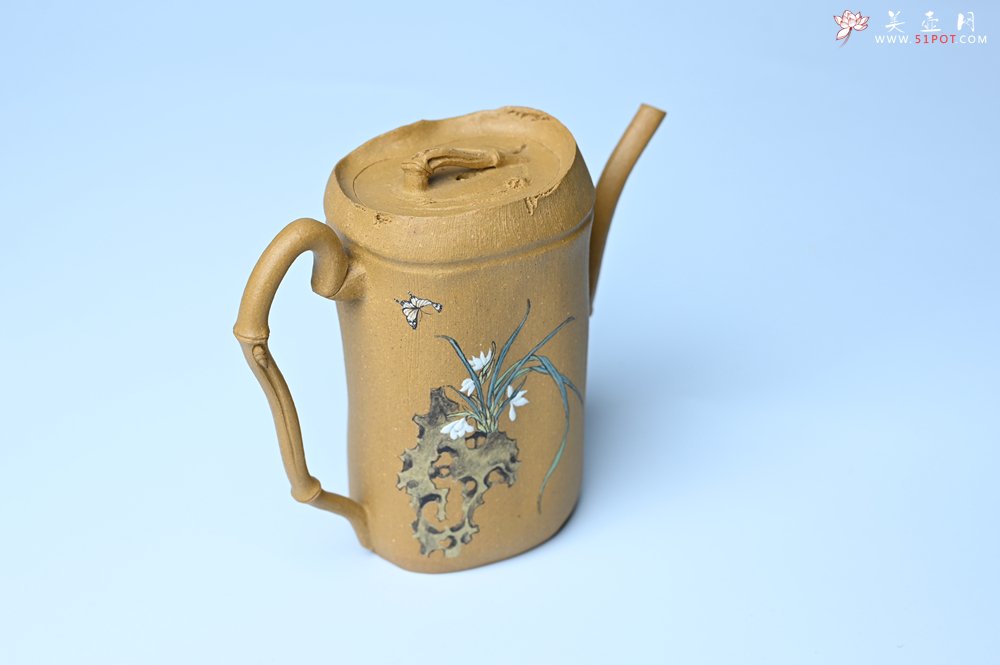 紫砂壶图片：美壶特惠 黄金段泥全手工君竹壶 茶人醉爱 - 美壶网