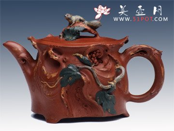 紫砂壶图片：松鼠葡萄 - 美壶网