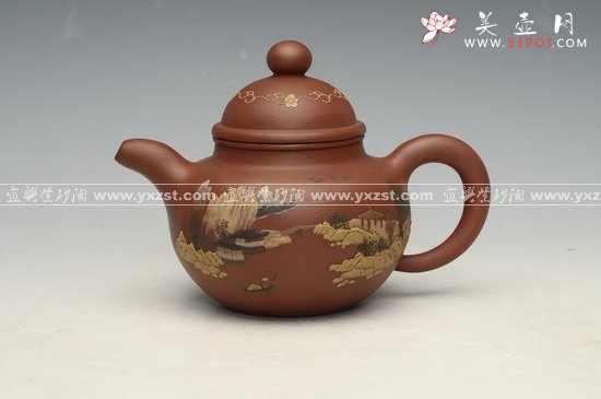 紫砂壶图片：泥绘掇球 - 美壶网