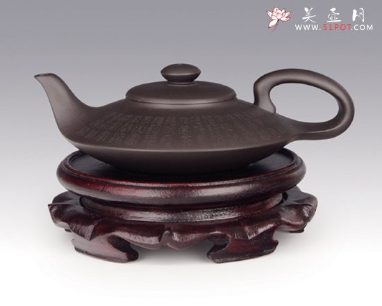 紫砂壶图片：百寿曲扁 - 美壶网