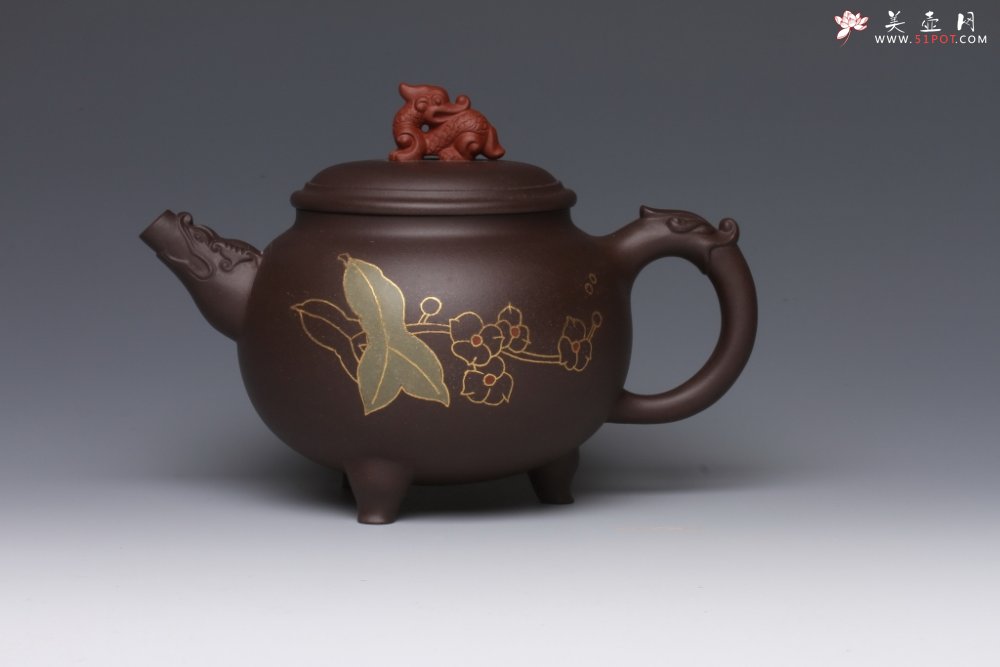 紫砂壶图片：镶金清风壶 - 美壶网