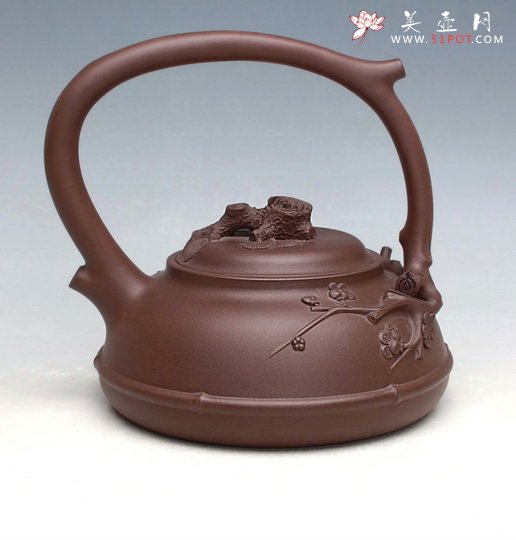 紫砂壶图片：松竹梅提梁 - 美壶网