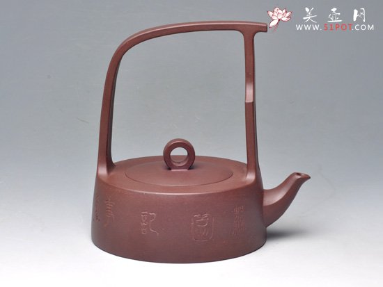 紫砂壶图片：鹧鸪提梁  紫泥  400cc - 美壶网