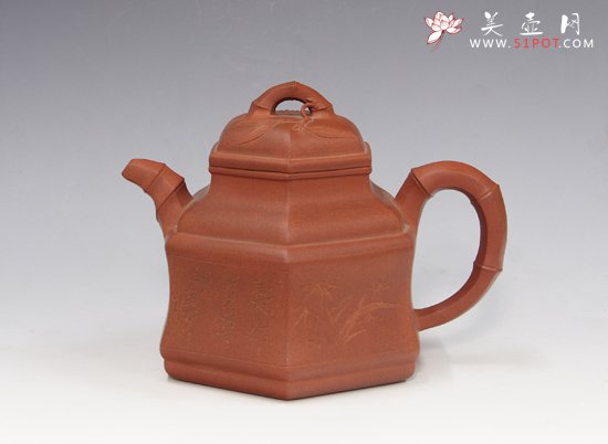 紫砂壶图片：六方高竹顶 - 美壶网
