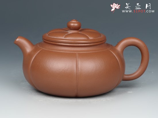 紫砂壶图片：六六大顺  大红袍朱泥  200cc - 美壶网