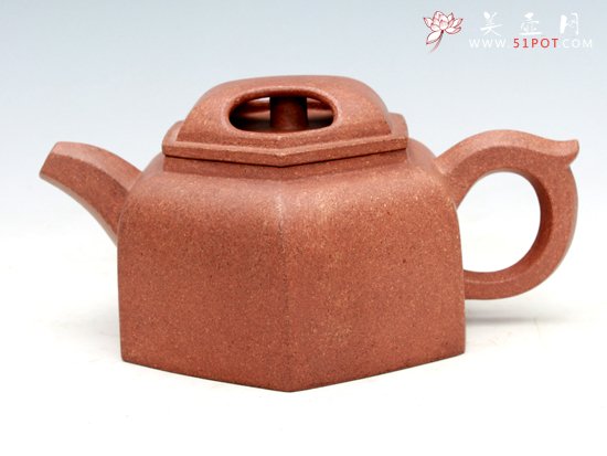 紫砂壶图片：六方牛盖  黄龙砂... - 美壶网