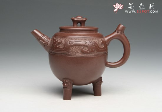 紫砂壶图片：三足元宝鼎 - 美壶网