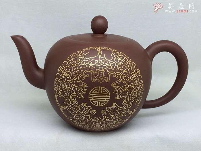 紫砂壶图片：鎏金美人肩 - 美壶网