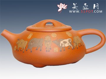 紫砂壶图片：五牛图 - 美壶网