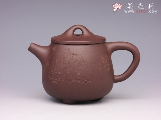 紫砂壶图片：石瓢（何忍群刻绘） - 美壶网