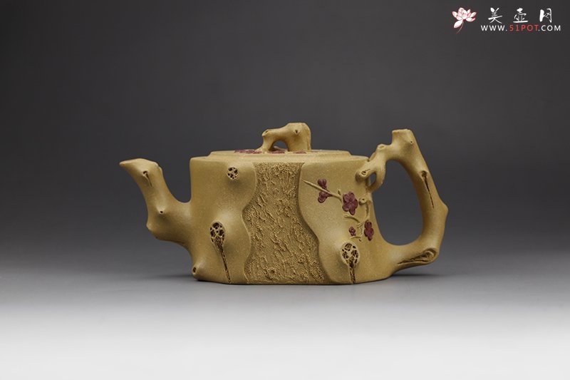 紫砂壶图片：双色梅椿壶（黄龙山原矿段泥） - 美壶网