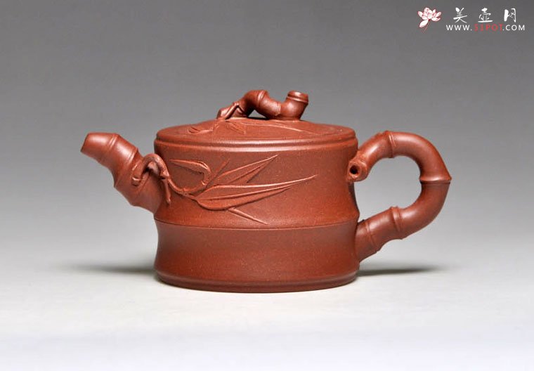 紫砂壶图片：《竹趣》泥料：清水泥 容量：200cc - 美壶网