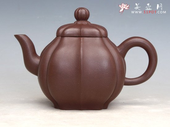 紫砂壶图片：四方菱花(紫泥) - 美壶网