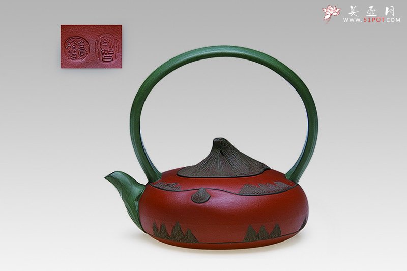 紫砂壶图片：提梁荸荠壶 - 美壶网