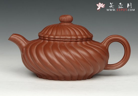 紫砂壶图片：月亮弯朱泥筋囊 - 美壶网